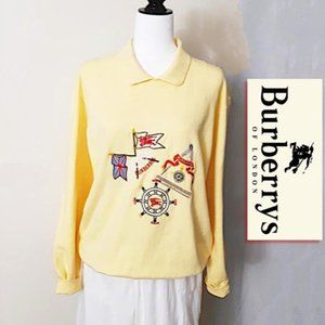 BURBERRYS Cotton Yellow Pullover Polo Shirt Unisex